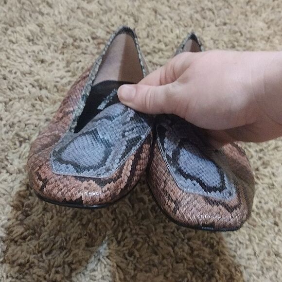 Donald Pliner Women's Deedee 7M Faux Snakeskin Pink/Purple Slip on Loafer Flats - Picture 4 of 12